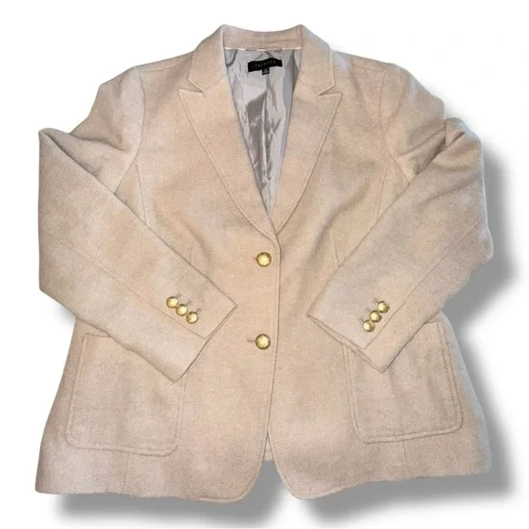 TALBOTS Classic Shetland Blazer - Bicolor Herringbone Oatmeal Women’s 18 - Picture 8 of 14